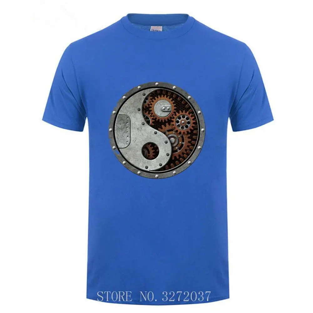 Промышленные футболки в стиле стимпанк Инь Ян китайском с короткими рукавами на