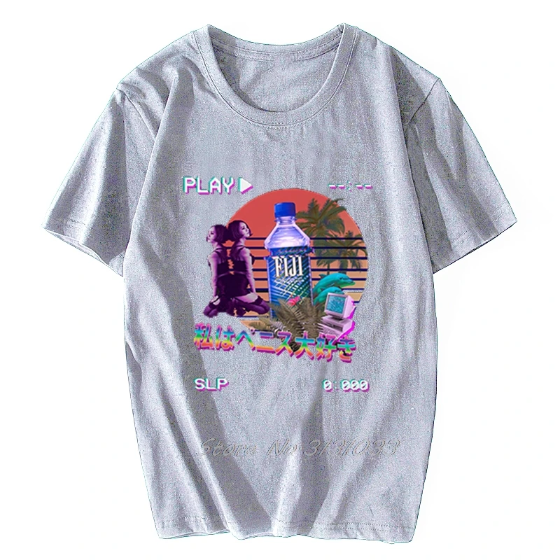 Винтажные футболки Vaporwave с флаконом Фиджи в стиле ретро уличная одежда летняя