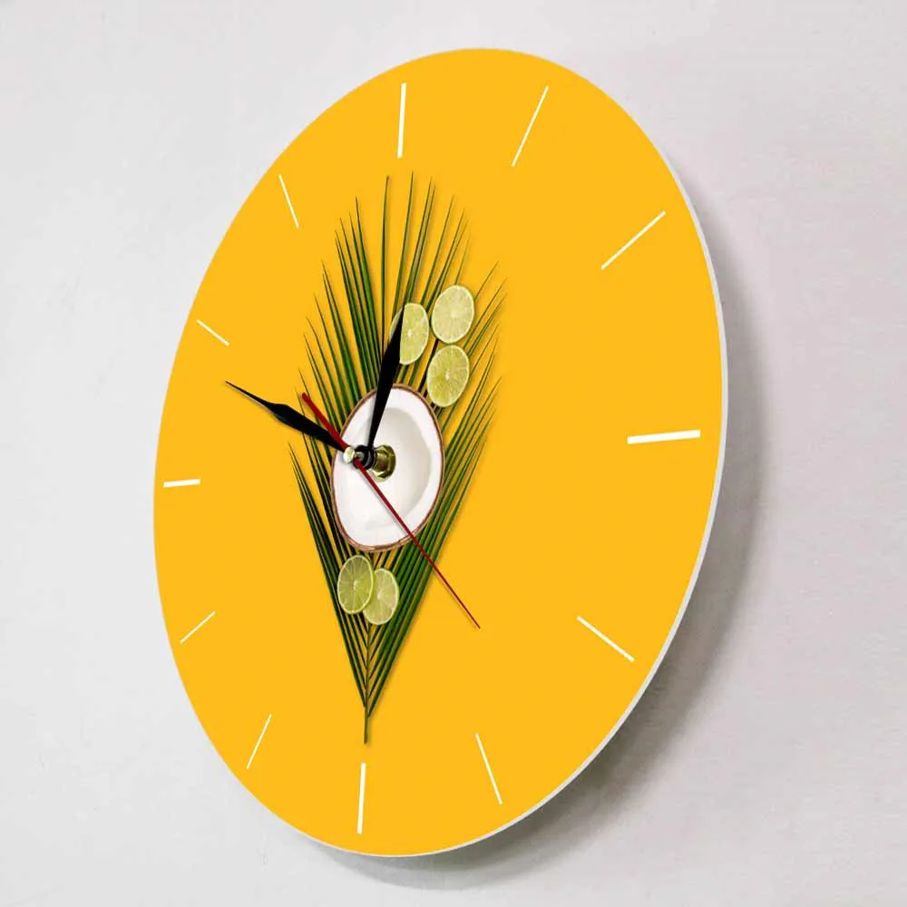 Тропическая Кокосовая пальма и лайм на желтом фоне Модные Акриловые Настенные