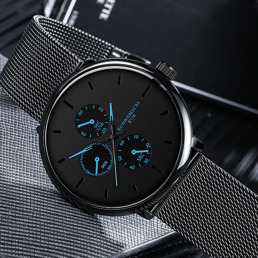 

Fashion Business Men's Watches Simple Sport Stainless Steel Mesh Belt Men's Quartz Watch Male Clock Gifts Relogio Masculino /d