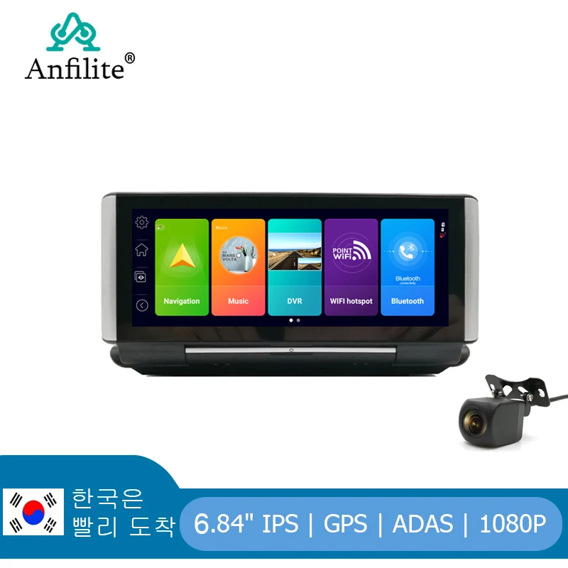 Автомобильный видеорегистратор 7 дюймов 4G Android ADAS 16 ГБ GPS навигация запись HD с