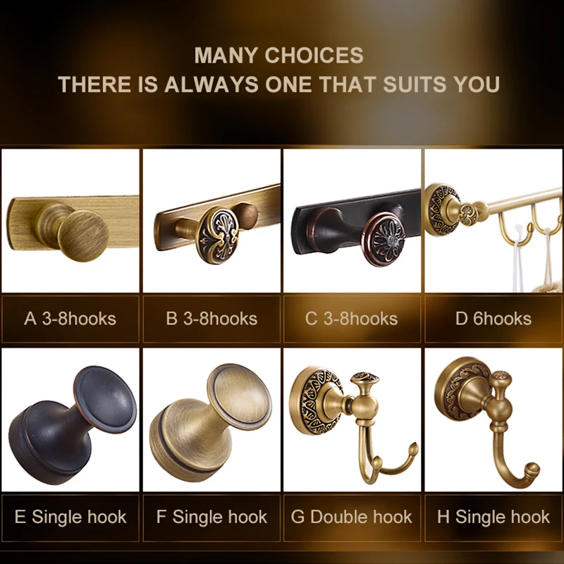 Ряд крючков античная латунь Полотенца крючки ткань для ванной вешалка двери