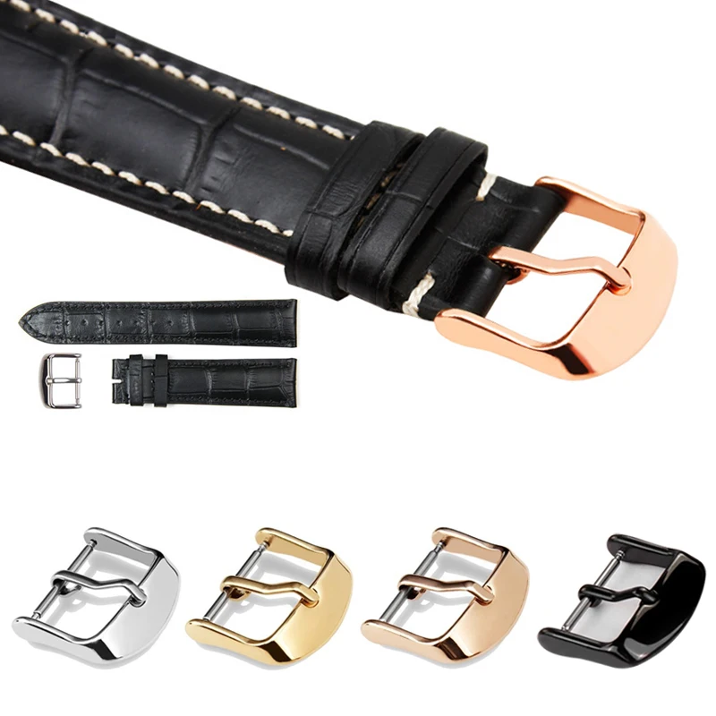 

Stainless Steel Watch Buckle 10mm 12mm 14mm 16mm 18mm 20mm 22mm Black Silver Rose Gold Leather Watch Band Buckle