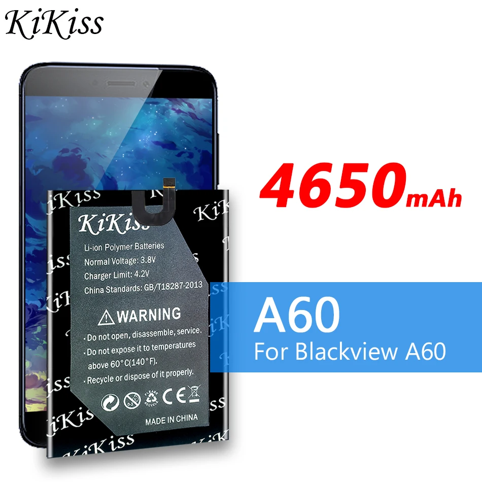 

Аккумулятор KiKiss большой емкости 4650 мАч для Blackview A60 A 60, умная фотолитий-ионная батарея + Бесплатные инструменты