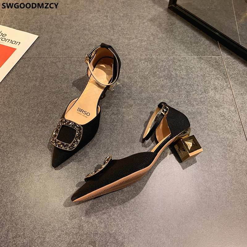 

Сандалии женские на высоком каблуке, босоножки с кристаллами, туфли-лодочки, лето 2021