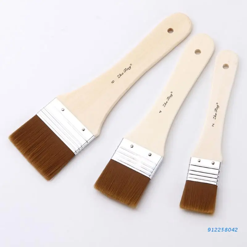 Кисти для рисования набор из 3 нейлоновых плоских кистей стен отделки дверей