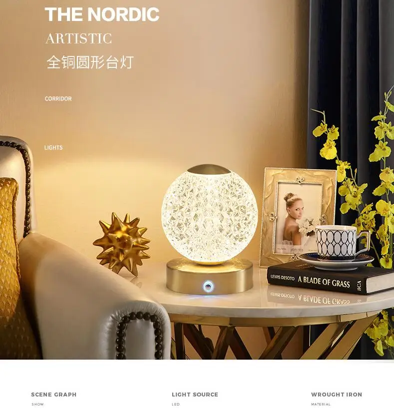 Bedroom bedside lamp simple modern creative dimmable warm and romantic household warm light table lamp