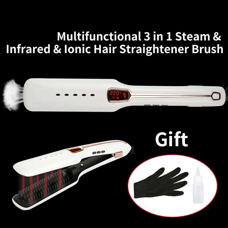 

RESUXI Professional Hair Straightener Steampod LCD Ceramic vapor infrared icion Hair flat Iron Electric Hair Curler Curling Iron