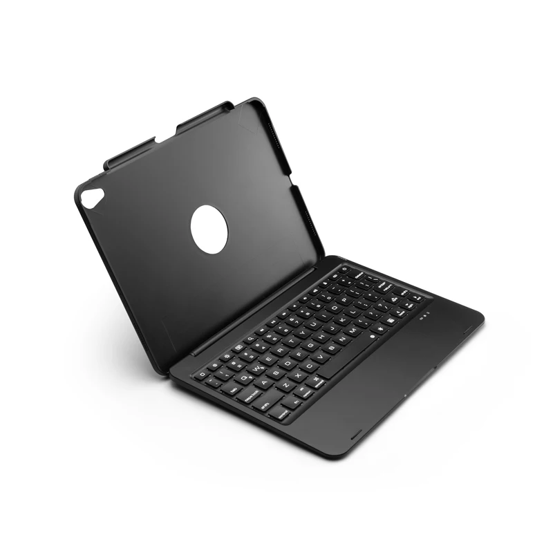 [Новинка] синяя зубная лапка Беспроводная клавиатура-чехол для iPad pro 11 дюймов, Премиум жесткий чехол+ 7 цветов подсветка+ умный сон/Wakeup - Цвет: Black