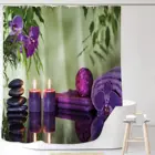 Занавеска для душа Zen в ванную комнату, фиолетовые свечи, Орхидея, цветение, Зеленый лист, растение, фаленопсис, спа, полиэстер, ткань, крючок, водонепроницаемый декор