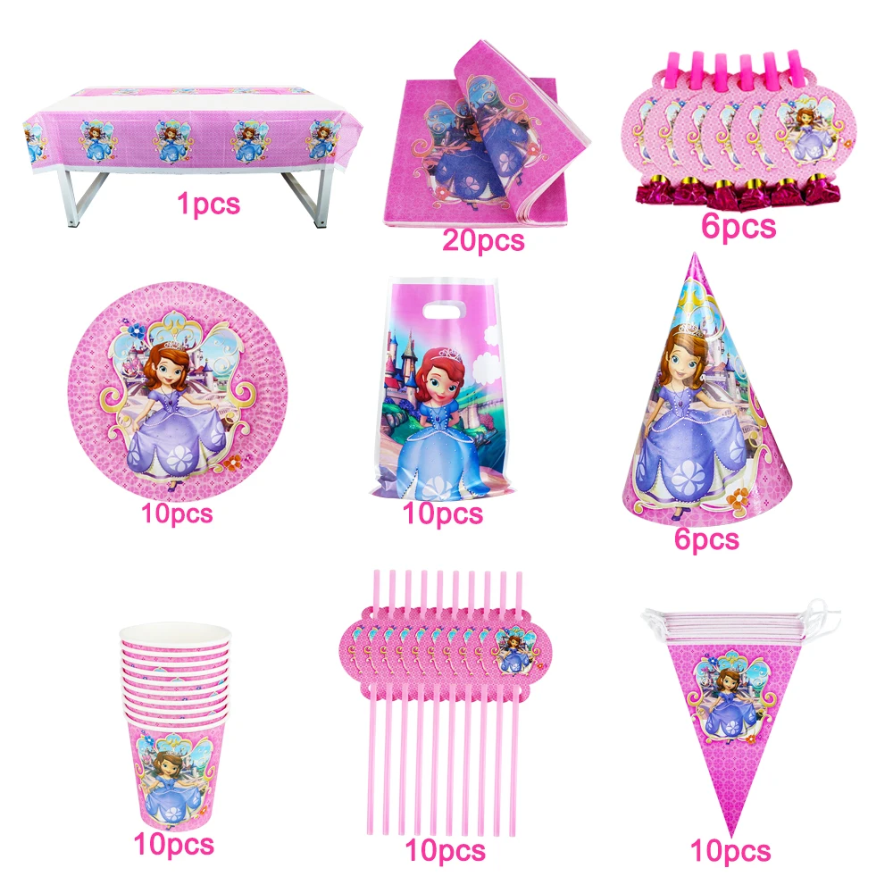 

Горячая Распродажа, одноразовая посуда для дня рождения для девочек, тарелка для чашек, соломенная скатерть для салфеток, товары для детского праздника
