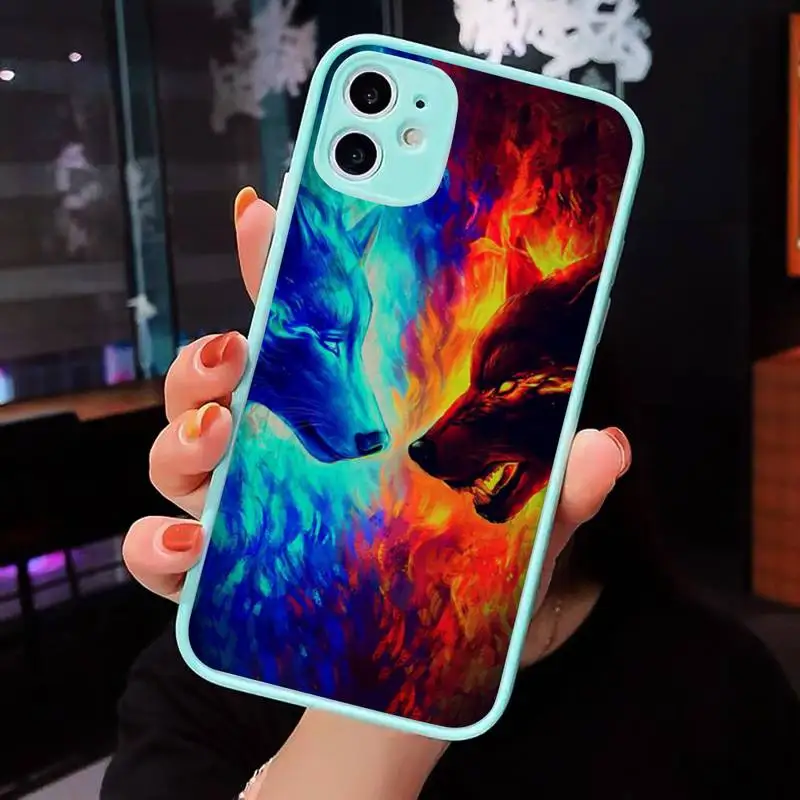

Wolf Tiger Lion Phone Cases Matte transparent For blue iPhone 12 Mini 11 Pro XR XS Max 7 8 Plus X Back Cover