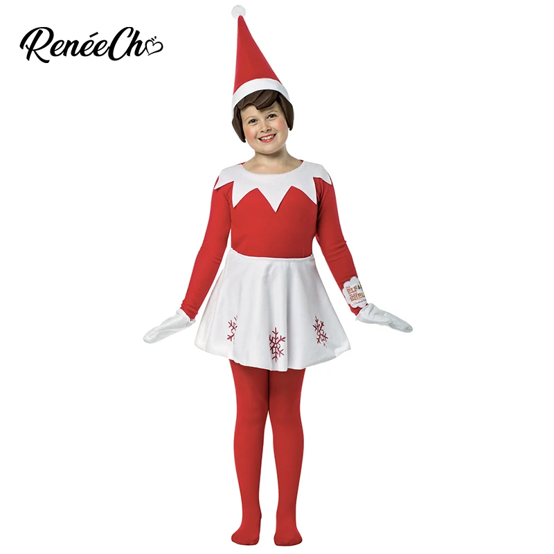 Семейный Рождественский костюм Reneecho Детский эльфа взрослый Красный новогодний