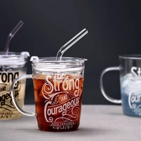 creative glass straw cup with lid water portable juice reusable smoothie coffee straw cup household summer kubek drinkware df50x