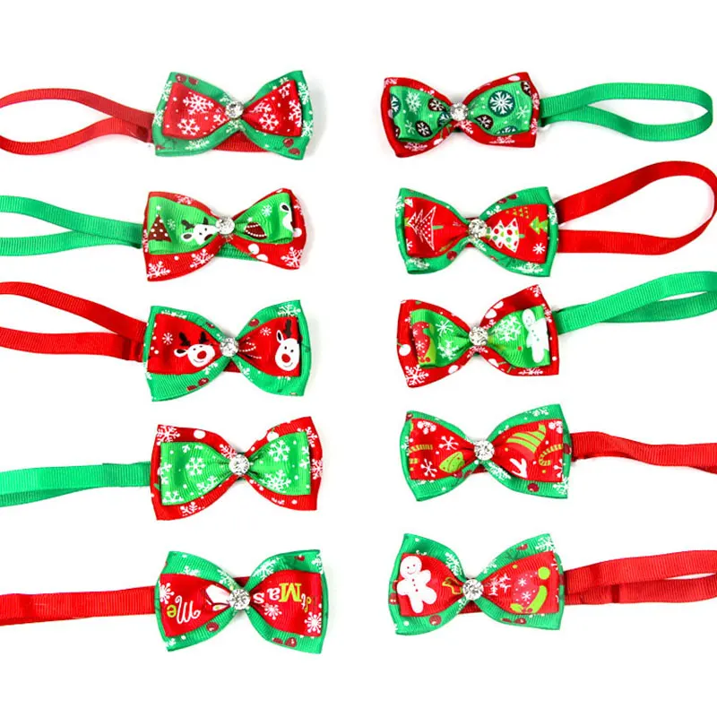 

Christmas Adjustable Cat Dog Ribbon Collar Pet Home Party Bow Tie With Reflective Tape Cat Puppy Grooming Necklace Accessories