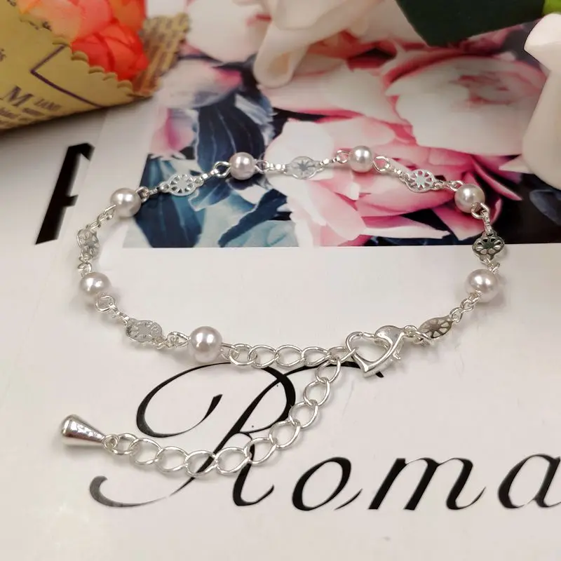 Новые модные блестящие медно-жемчужный браслет золотого и серебряного цвета в