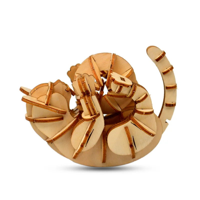Лазерная резка сделай сам кошка кролик игрушки 3D деревянная головоломка сборная