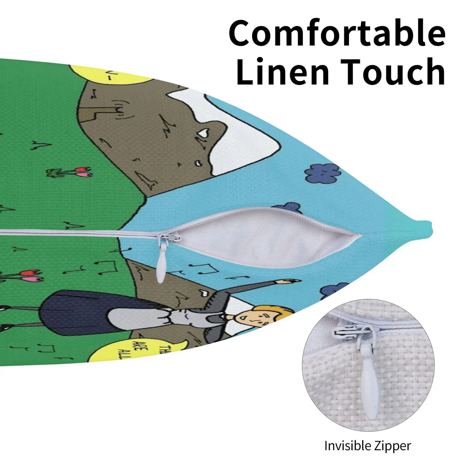 Чехол-наволочка из льняной плюшевой ткани с принтом звук музыки | Дом и сад