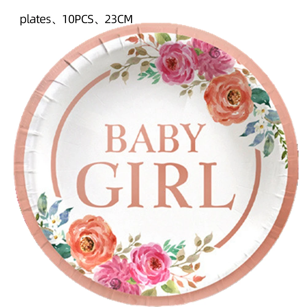 

Rose Gold Baby Shower Bronzing Letter Flower Paper 7inch 9inch Plate Girls Favor Birthday Party Tableware Supplies