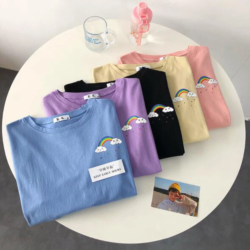 

Женские футболки с радужным принтом, Модная стильная футболка с коротким рукавом и круглым вырезом, Женская облегающая футболка