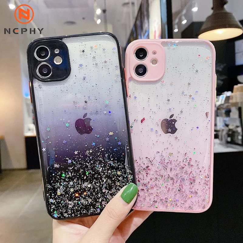 Роскошный чехол с блестками в виде звезд для iPhone 12 11 Pro Max X XS XR 6 s 6s 7 8 Plus SE 2020 SE2 Чехол