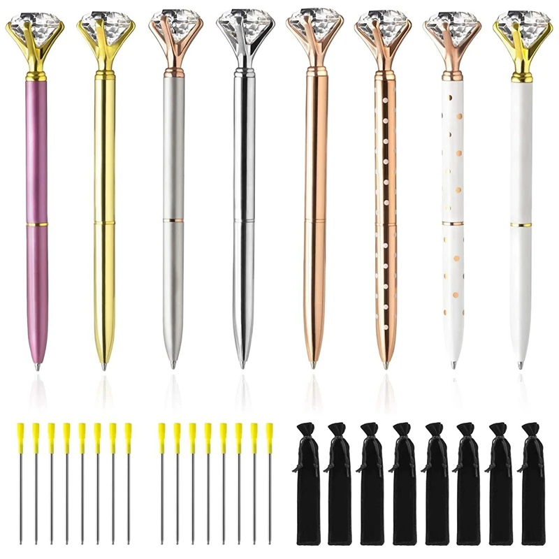 Большие ручки со стразами 16 чернил гелевой (синий черный) 8 Новинка драгоценный