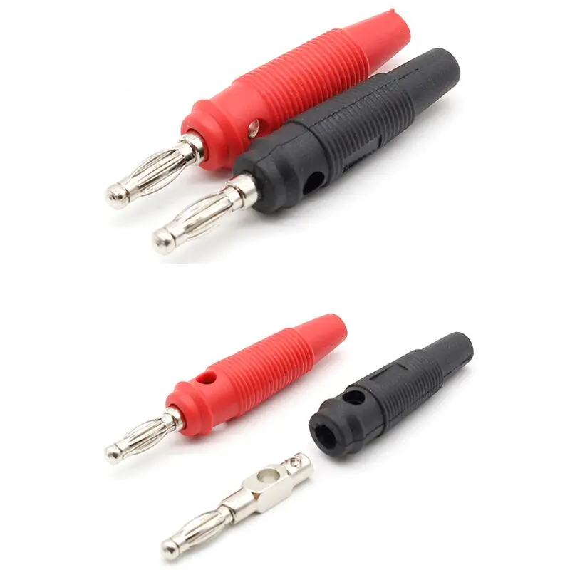 10 шт./лот красный и черный 4 мм без пайки боковая Штабелируемая вилка типа