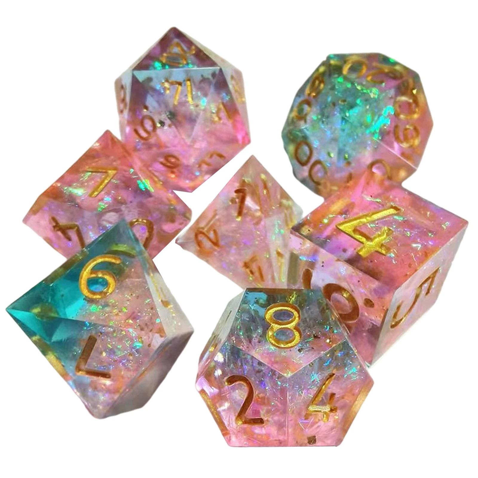 

7Pieces Multi-sided Numeral Dice Set for Role Play Party Table Game Props