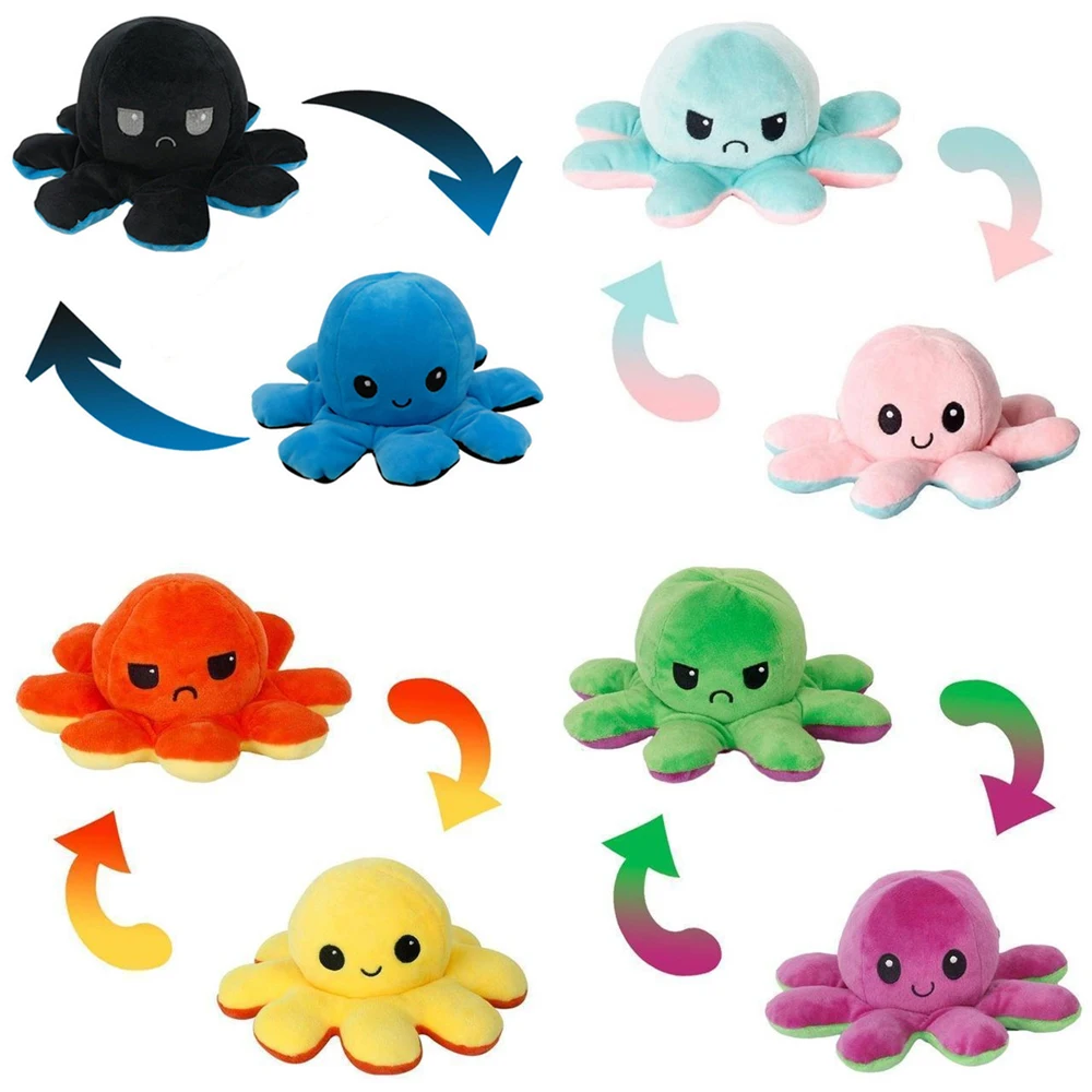 

Hot Sale Children's Soft Octopns Plush Animal Children's Double Sided Flipped Doll Soft Reversible Lovely Plush Peluches Dou
