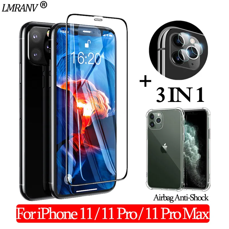 Airbag Ударопрочный чехол + Камера ззащитное cristal стекло на айфон 11 iPhone Pro Max 3 в 1 Экран