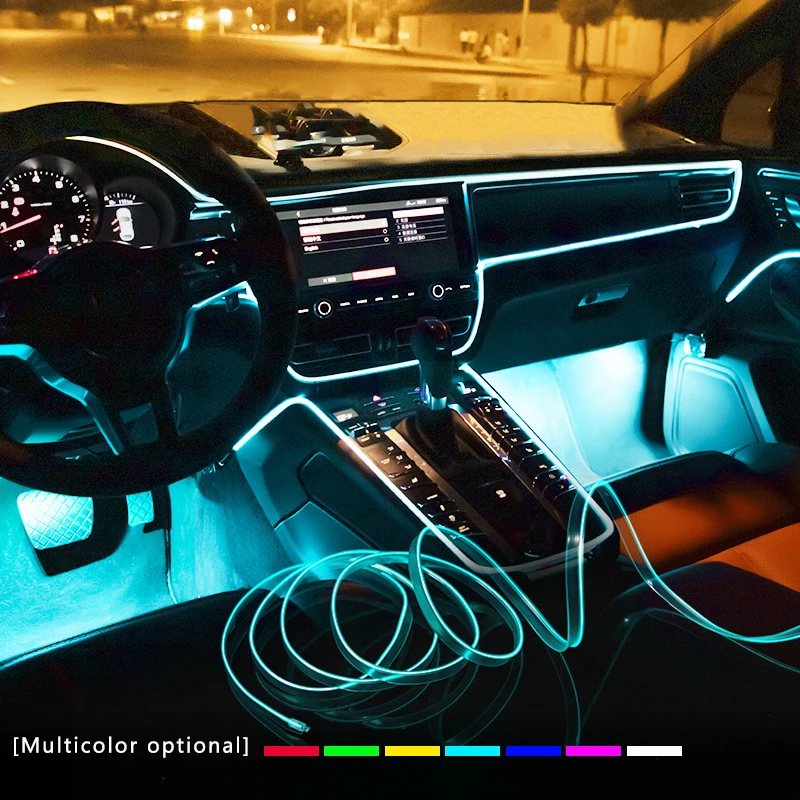 

Automobile Atmosphere Lamp Car Interior Lighting LED Strip Decoration Garland Wire Rope Tube Line flexible Neon Light USB Drive