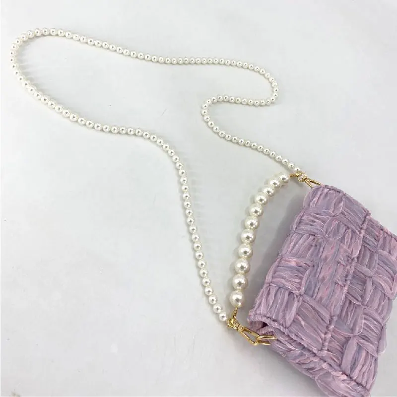 

New Pearl Strap For Bags Handbag Accessories Belt Handles Cute Bead Chain Tote Women Parts Gold Clasp Crossbody Bead Chain
