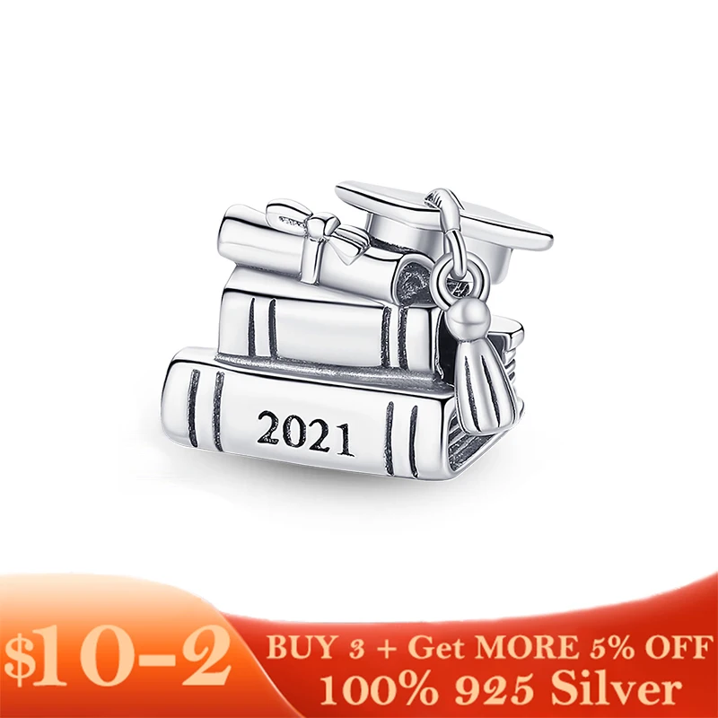 

2022 New Silver Charm 925 Sterling Silver 2022 Graduation Books Charm Beads Fit Original Pandora Bracelet Silver Jewelry DIY