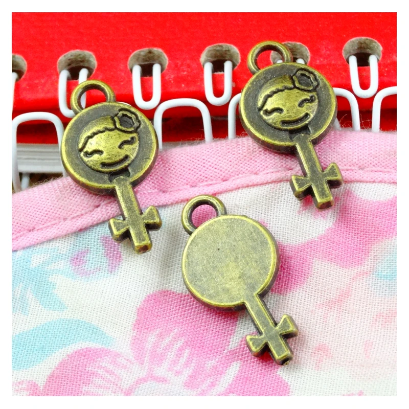 

40pcs 11*23MM Girl Symbol Charms Antique Bronze Color Male Sign Charms Pendant Girl Charms DIY accessories