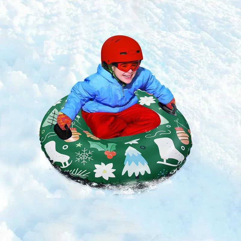 

47 Inch PVC Inflatable Snow Sled, Floating Ski Board, Inflatable Ski Circle with Handle, Skiing for Kid Toy