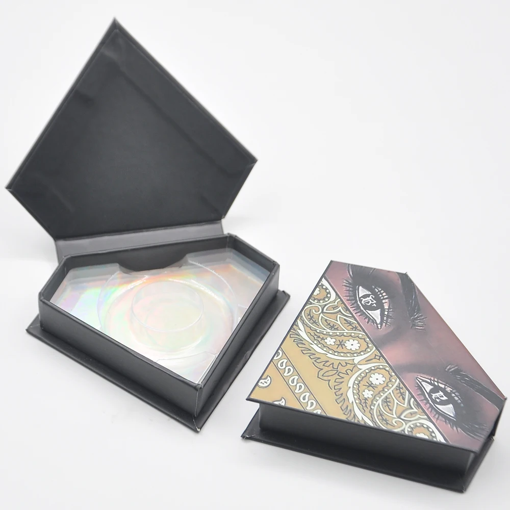 

Wholesale False Eyelashes Package Eyelash Packaging triangle Box Custom Logo Lash Boxe Packaging Mink Lashes Makeup Case Vendor