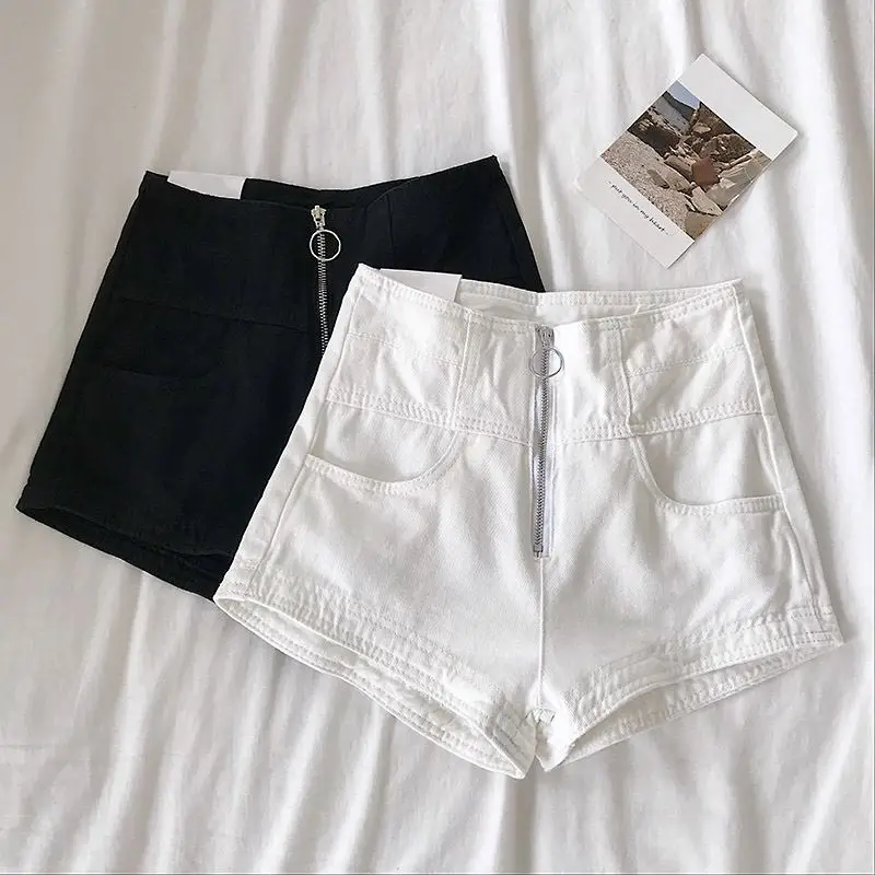 

Women'S Denim Shorts Hot Shorts Classic Retro High Waist black white Wide Leg Women Summer Ladies Shorts Jeans Women
