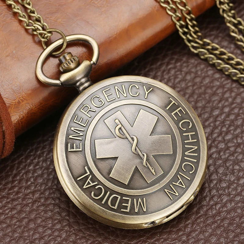 

Classic Vintage World Health Organization Pattern Flip Clear Large Number Necklace Pocket Watch Antique Memorial