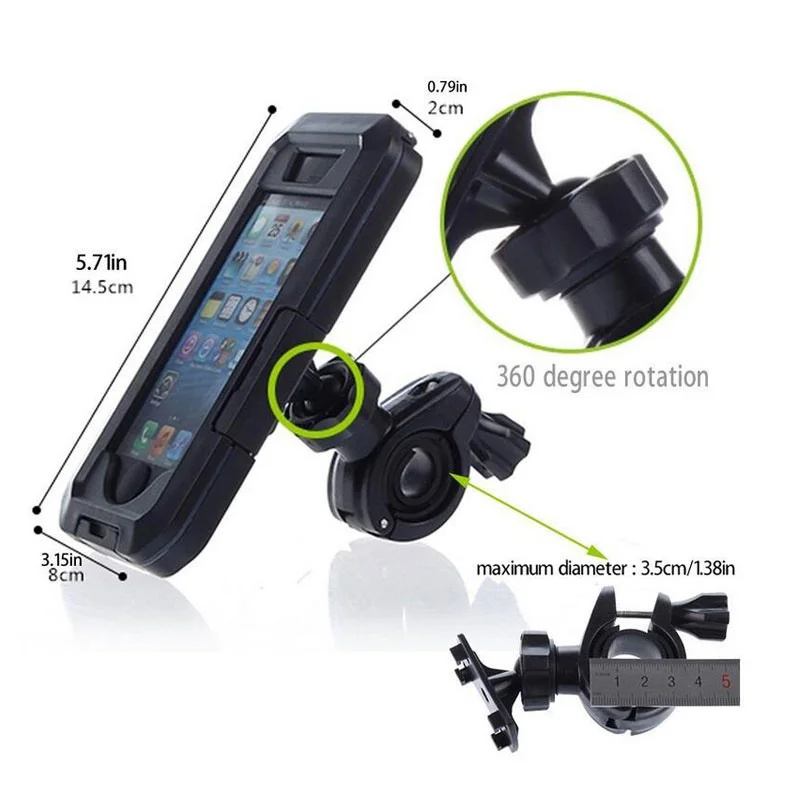 motorcycle support phone holder waterproof case 360 rotation holder for iphone xs 11 pro max xr 5 6 7 8 plus phone stand bicycle free global shipping