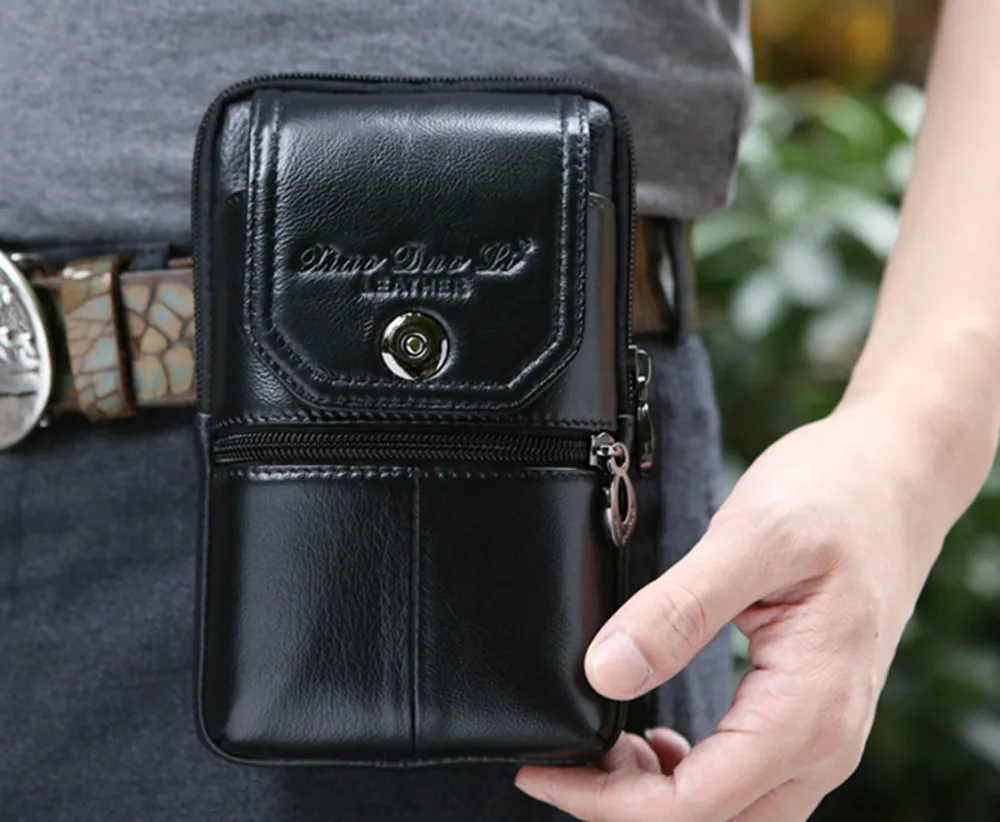 Поясная Сумка из натуральной кожи для мужчин забавный кошелек с маленьким ремнем