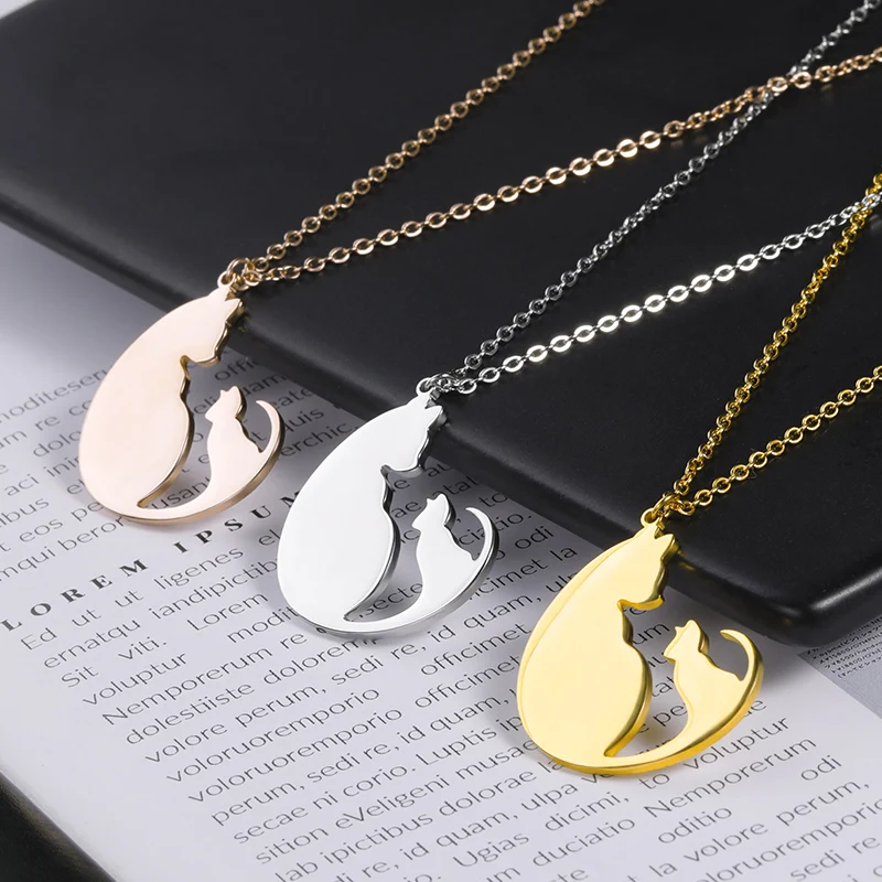 

Cat Necklaces For Women Gold Stainless Steel Pendant Exquisite Party Wedding Couple Gift Neck Chain Jewelry Necklace Wholesale