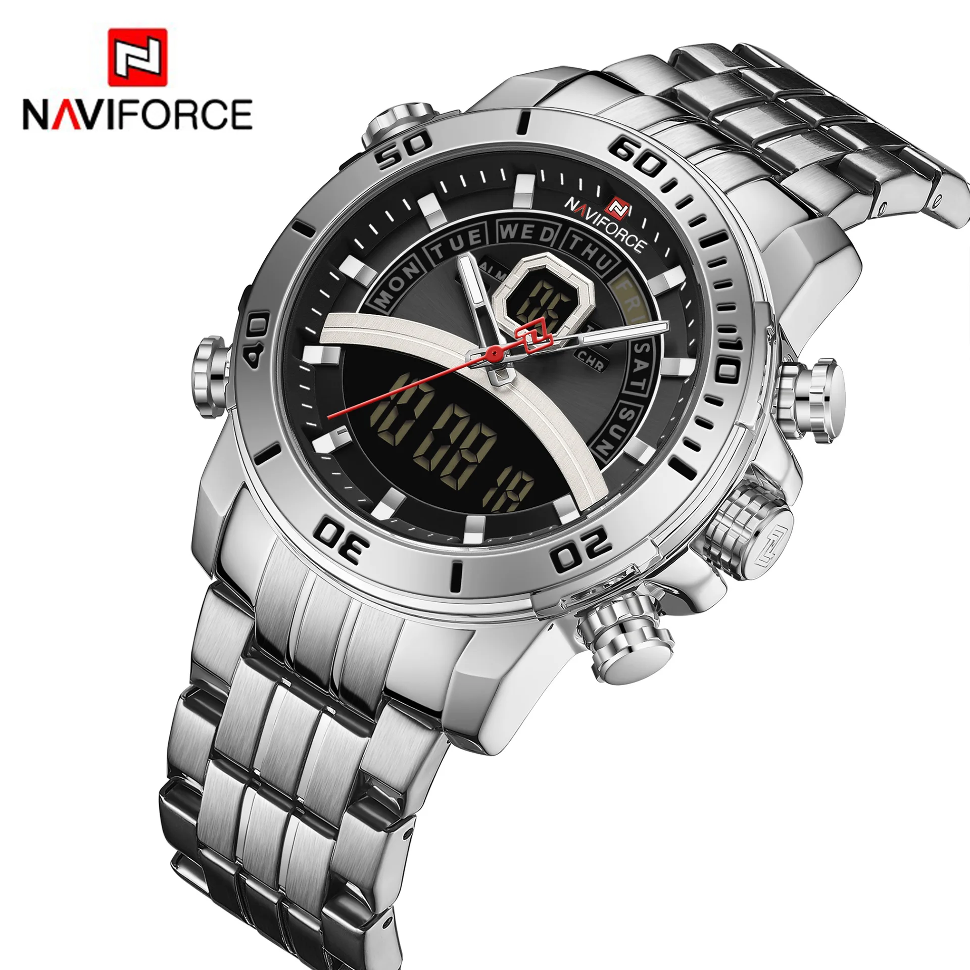 

Men's Steel Strap Watch Waterproof Quartz Watch Sports Double Inserts Electronic Watch Unique Watch Casual Fashion Watch