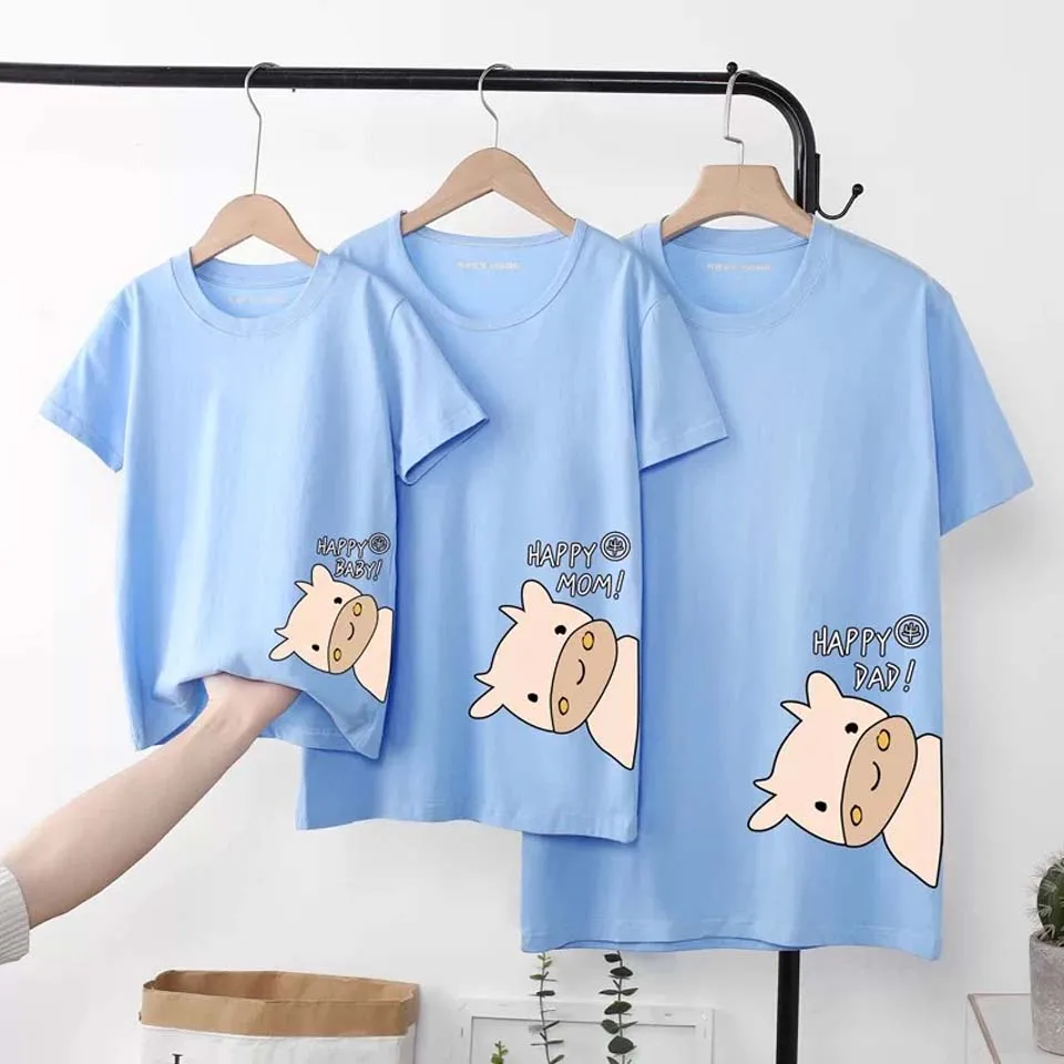 2021 Семейные одинаковые наряды летние повседневные хлопковые футболки с принтом