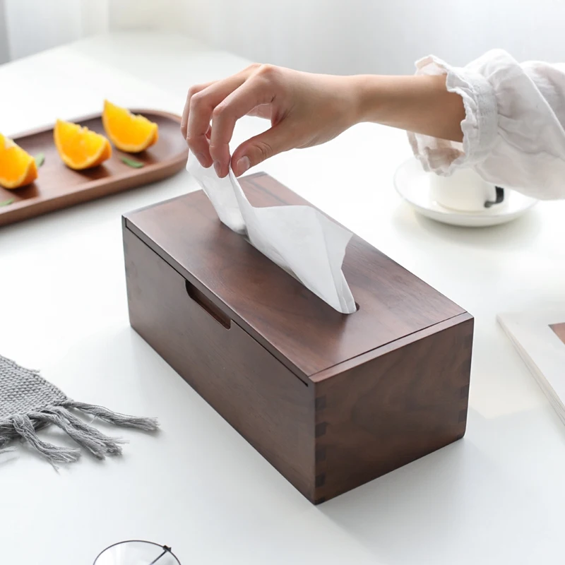 Японский стиль черный орех Коробка для салфеток держатель Деревянный диспенсер