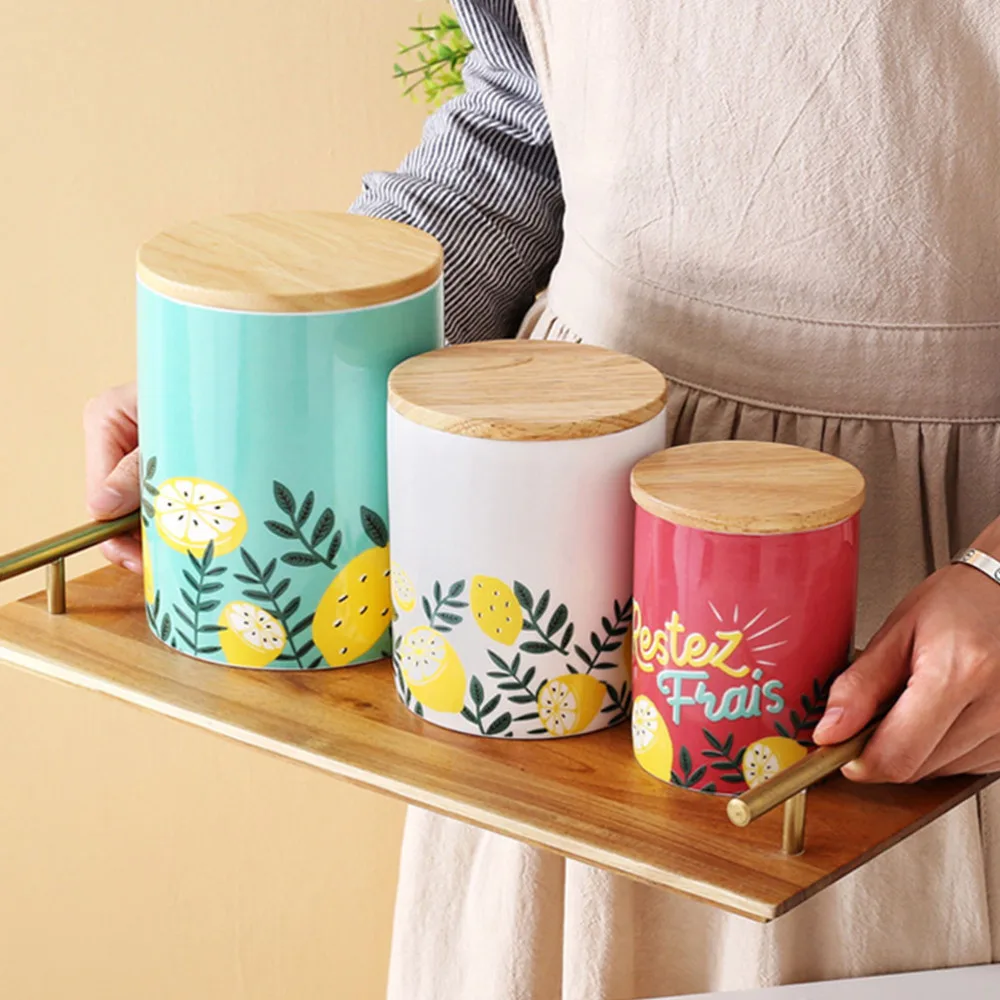 

1Pc Ceramic Lidded Tea Canister Decorative Creative Tea-leaf Sealed Jar for Home