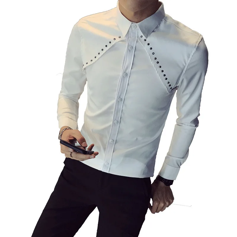 Высококачественная брендовая новая рубашка модная 2020 с заклепками длинным