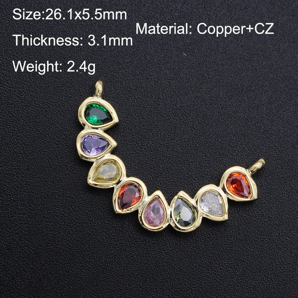 

5pcs/lot 26mm CZ Zircon DIY Jewelry Waterdrop Charm Connectors Wholesale OEM Order Accepted Jewellery Connector