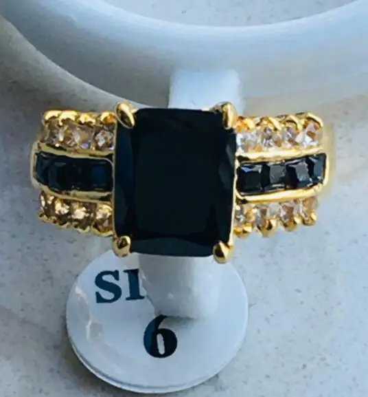 Бесплатная доставка кольцо из натурального черного турмалина размером 7 8 #|ring