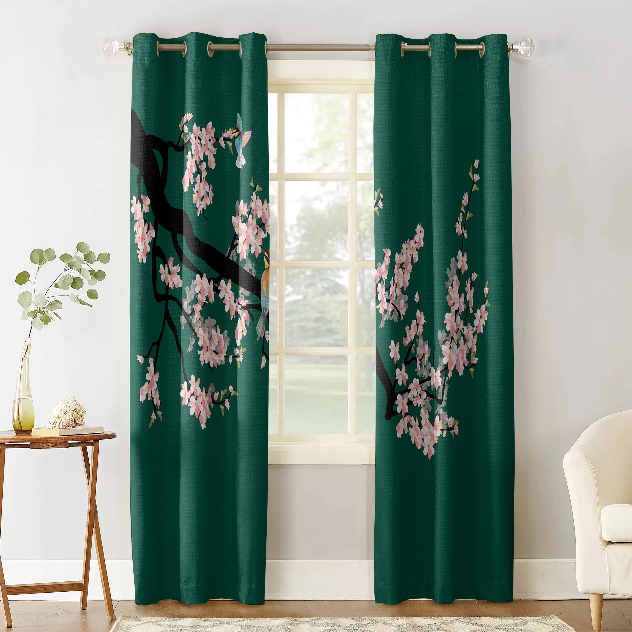 Весенние оконные шторы в китайском стиле с птичьими цветами для гостиной