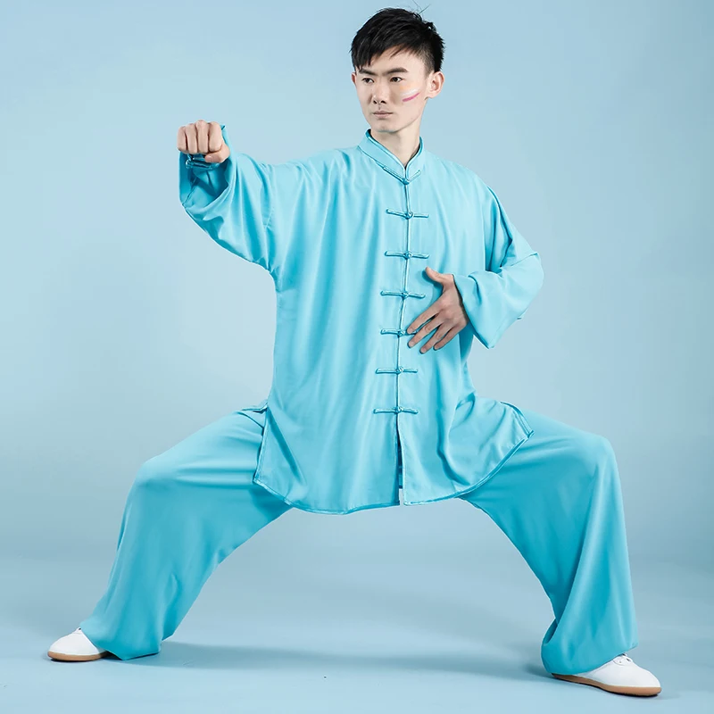 Спортивный костюм унисекс Wushu винтажная однотонная Свободная рубашка с длинным